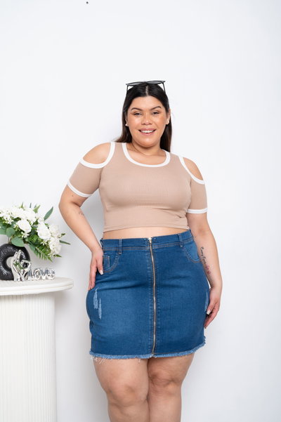 Pollera Azul Rasguño c/Cierre Elastizado ESP