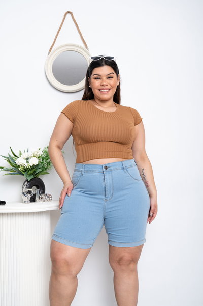 Short Biker Celeste Elastizado ESP