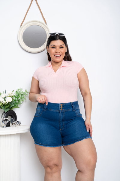 Short Azul 3 Botones Elastizado 