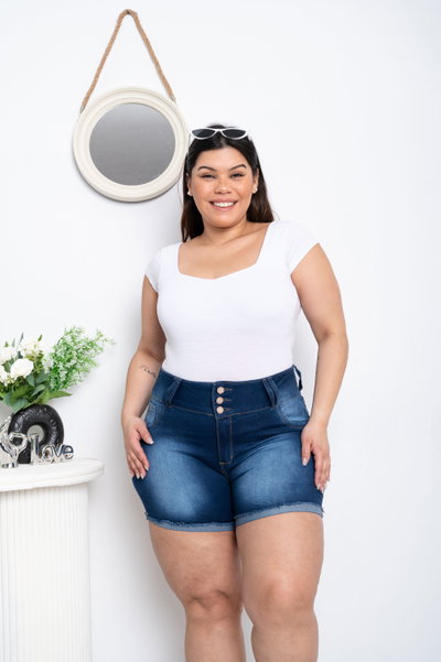 Short Azul 3 Botones Elastizado 