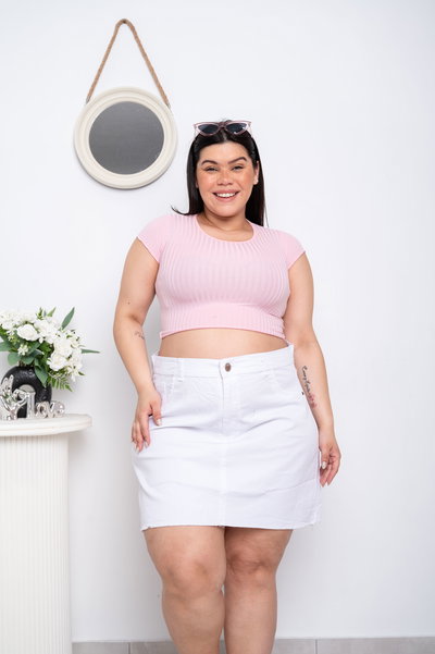 Pollera Blanca Lisa Elastizado 