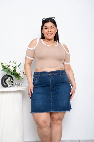 Pollera Azul Lisa Elastizado 