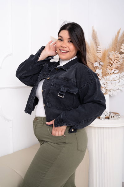 Campera Mom Gris Rígido 