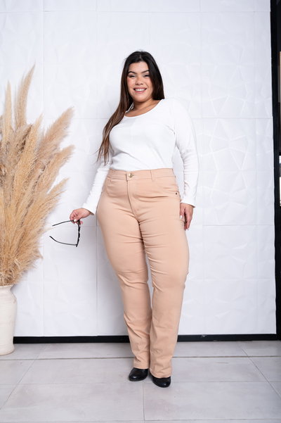 Recto Bengalina Beige Elastizado 