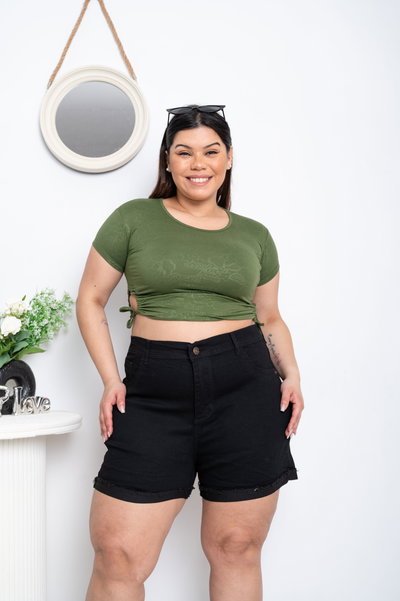 Short Negro Liso Elastizado 