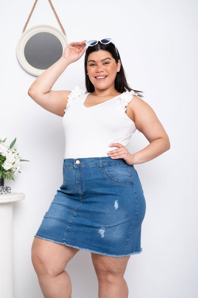 Pollera Celeste Rasguños Elastizado ESP