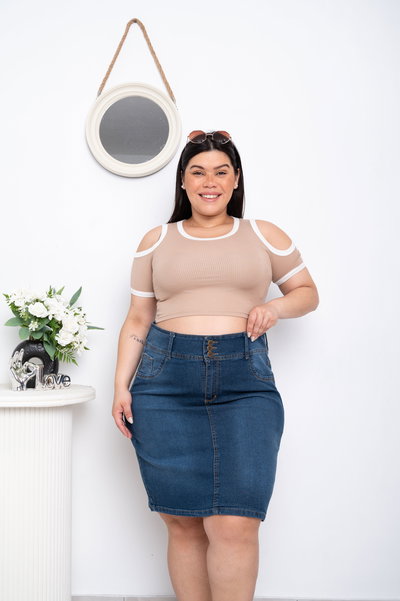 Pollera a la Rodilla 3 Botones Elastizado ESP