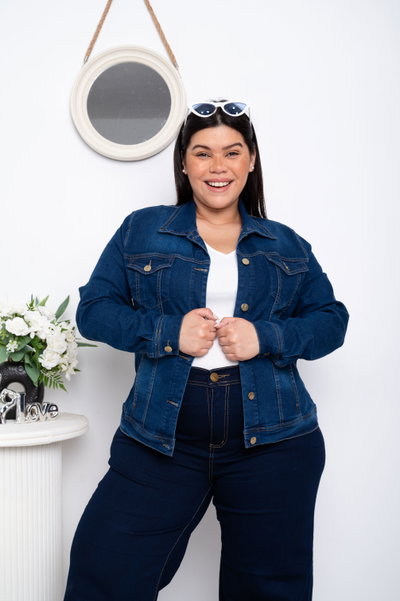 Campera Azul Oscuro Lisa Elastizada