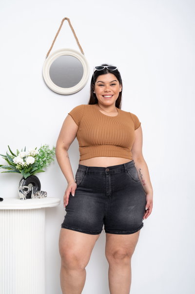 Short Gris Topo Liso Elastizado 