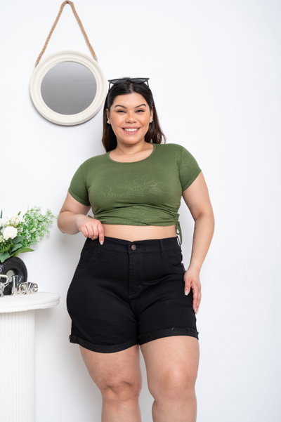 Short Negro Liso Elastizado 