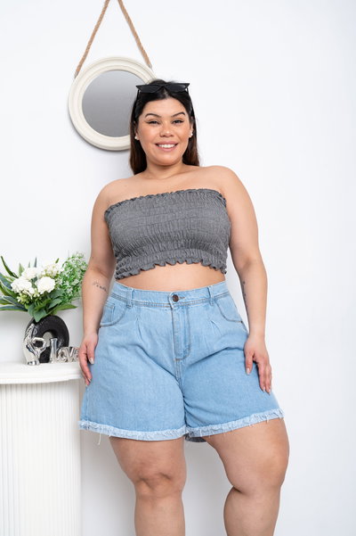 Short Mom Celeste Liso Rígido 