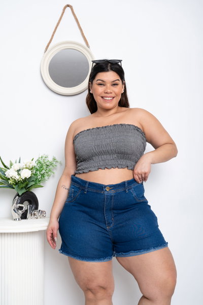 Short Azul Liso Elastizado 