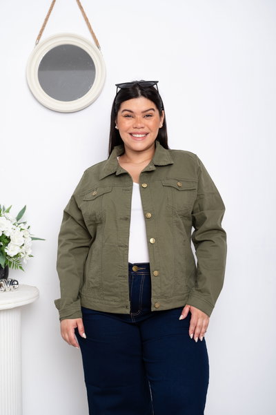 Campera Gabardina Verde Elastizada