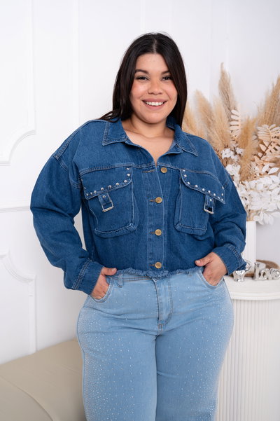 Campera Mom Azul c/Tachas Rígido 