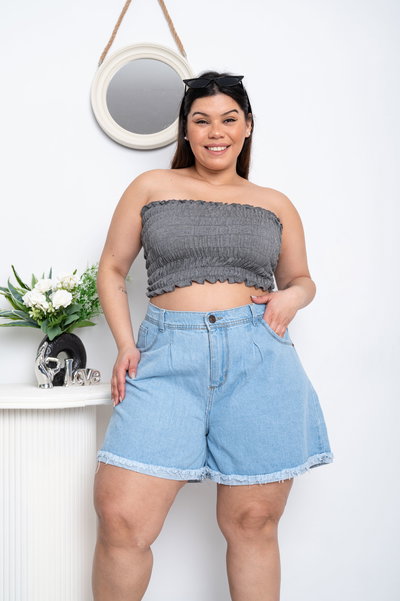 Short Mom Celeste Liso Rígido ESP