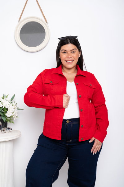 Campera Gabardina Rojo Elastizada