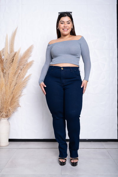 Recto Azul Oscuro al Tono Elastizado ESP