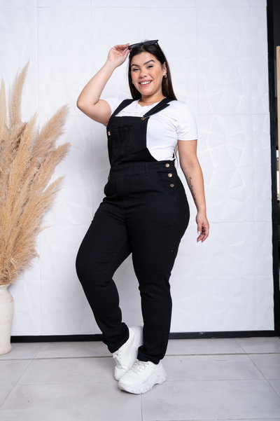 Jardinero Negro Liso Elastizado 