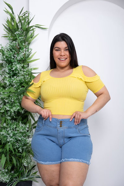 Short Celeste 3 Botones Elastizado 