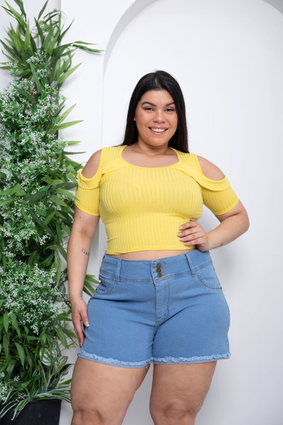 Short Celeste 3 Botones Elastizado 