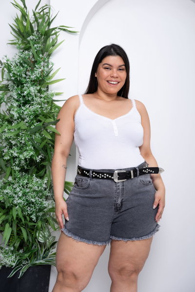Short Playero Gris Nevado Elastizado 