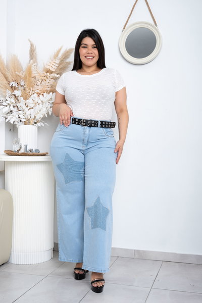 Wideleg Celeste c/Brillo Estrella Elastizado