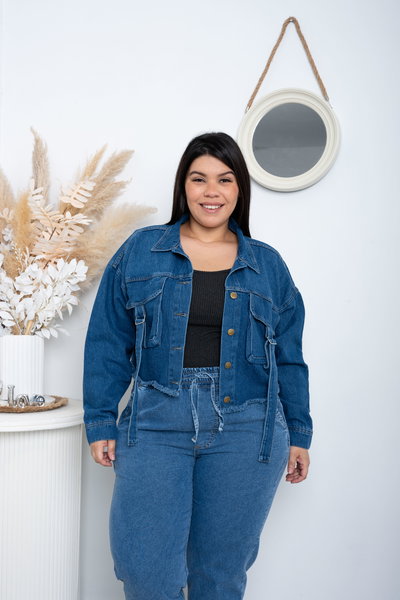 Campera Mom Azul Rígido 