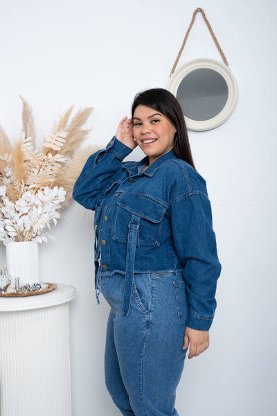 Campera Mom Azul Rígido 