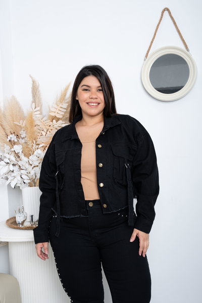 Campera Mom Negra Rígido 