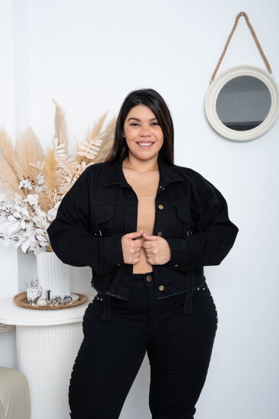 Campera Mom Negra Rígido 