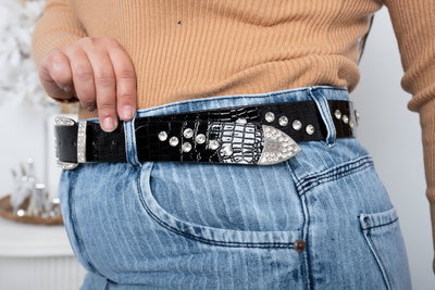 Cinturón Cocodrilo c/Strass Premium