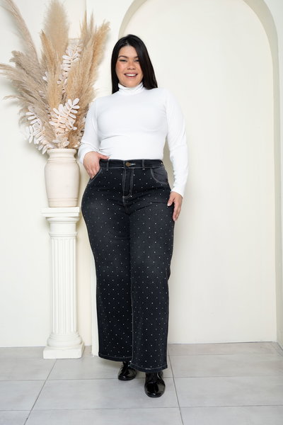 Wideleg Gris Hilo Blanco Brillo Elastizado