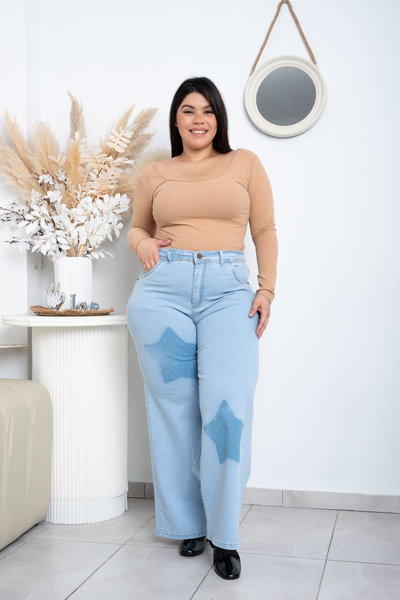 Wideleg Celeste Brillo c/Estrella Elastizado