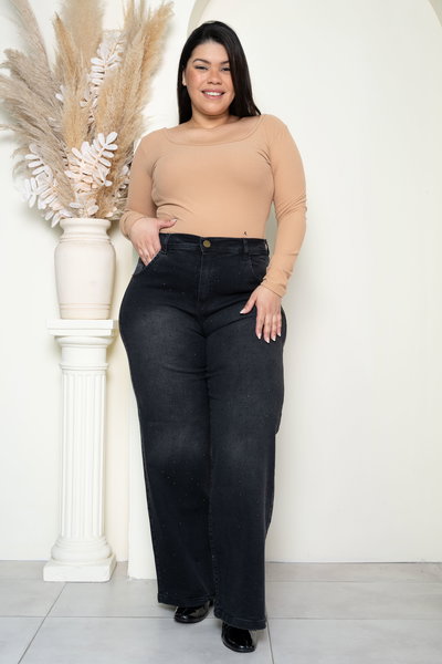 Wideleg Gris Topo Brillo Elastizado