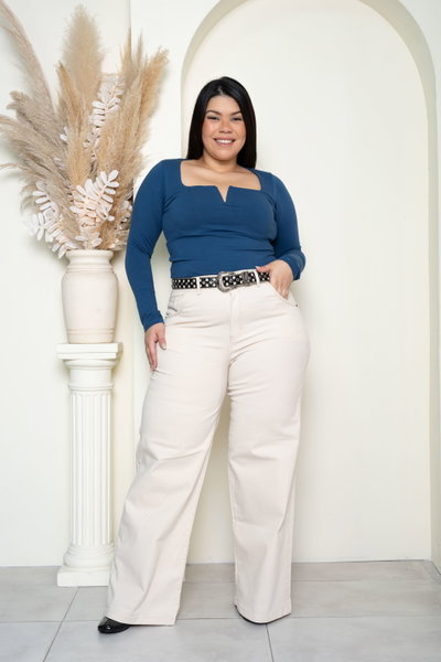 Wideleg Gabardina Beige Elastizado