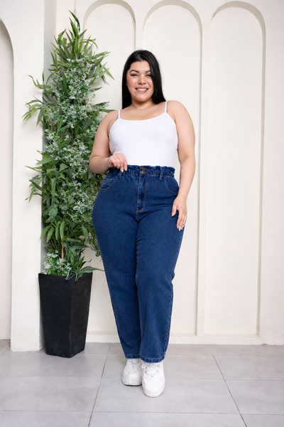 Recto Azul Cintura Ancha c/Elástico Elastizado ESP