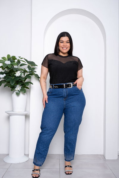 Mom Azul Brillos en Bota Rígido ESP
