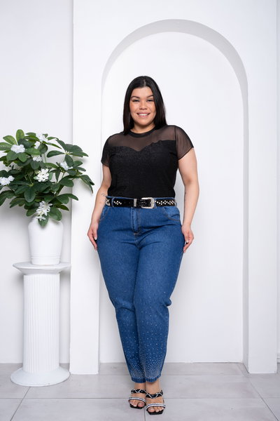 Mom Azul Brillos en Bota Rígido 