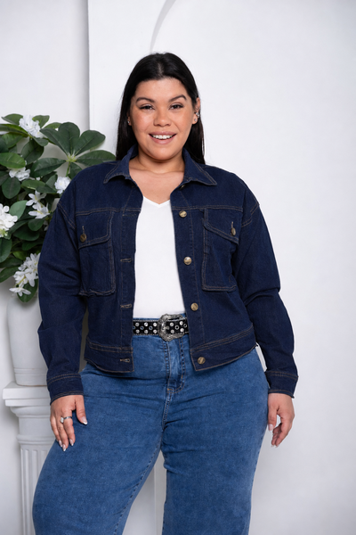 Campera Azul Jaspeado Cargo Rígido 