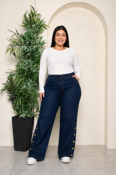 Wideleg Azul Jaspeado c/Broche Elastizado