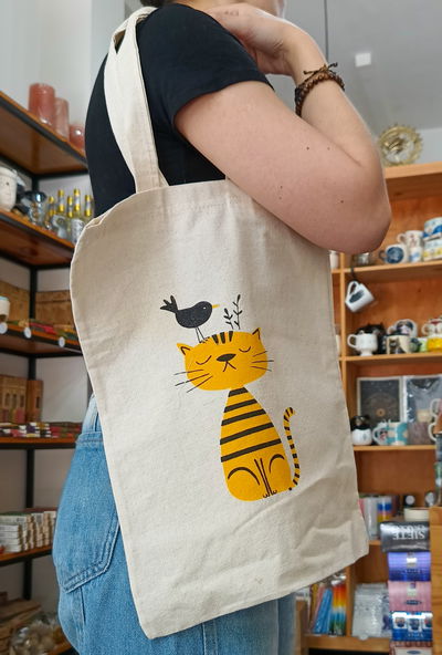 Tote Bag Gatito y Pajarito 