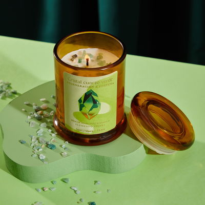 Vela cristal Cuarzo verde - Higo & sándalo