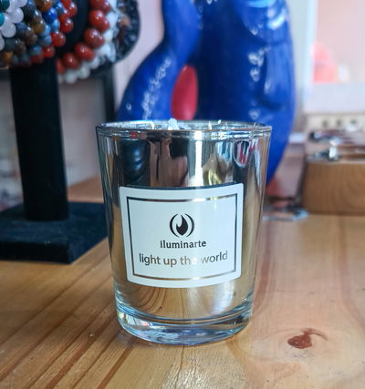 Vela Cera de Soja Vaso Plateado