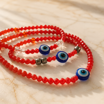 Pulseras de Cristales Rojos | Modelos con Ojo Turco 