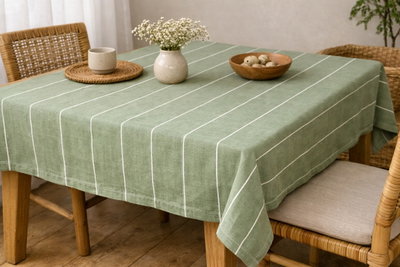Mantel verde con rayas 