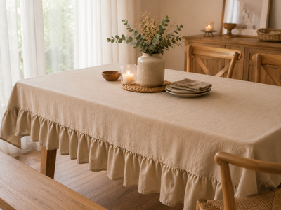 Mantel Beige con Volado