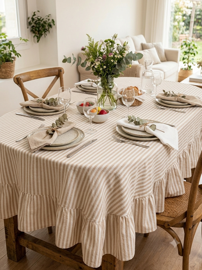 Mantel Beige con Volado
