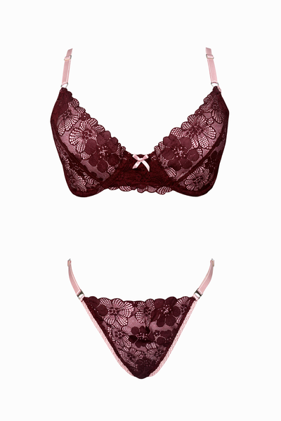 Conjunto Romance Chocolate con rosa