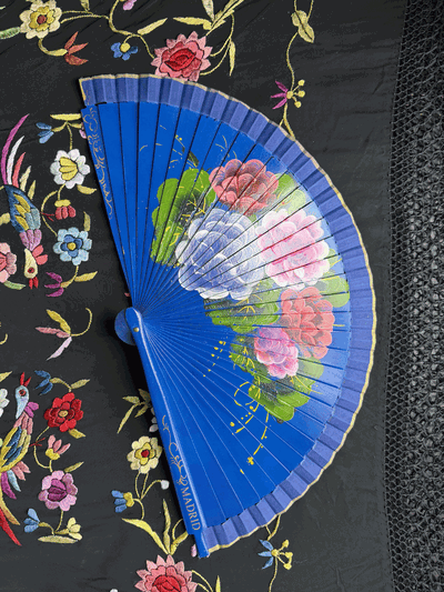 Abanico 23 cm azul