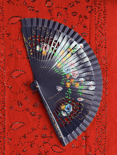 Abanico 23 cm azul marino